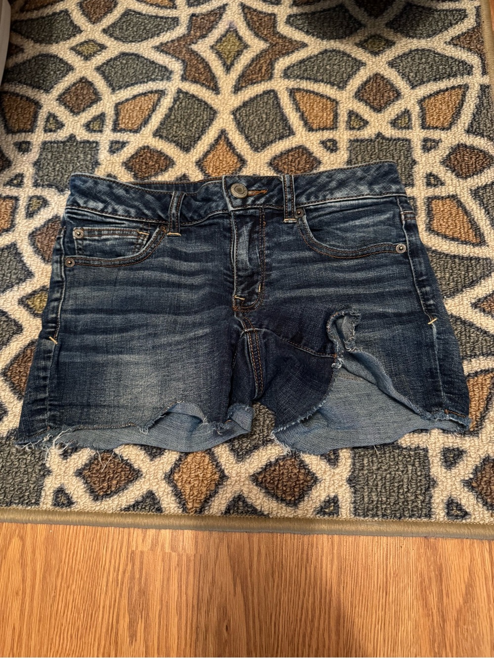 American Eagle Dark Wash Denim Cutoff Shorts - Women